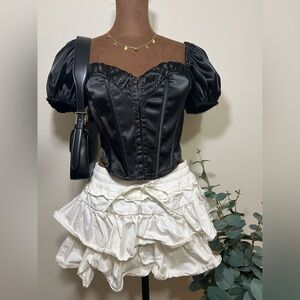 Black satin corset top